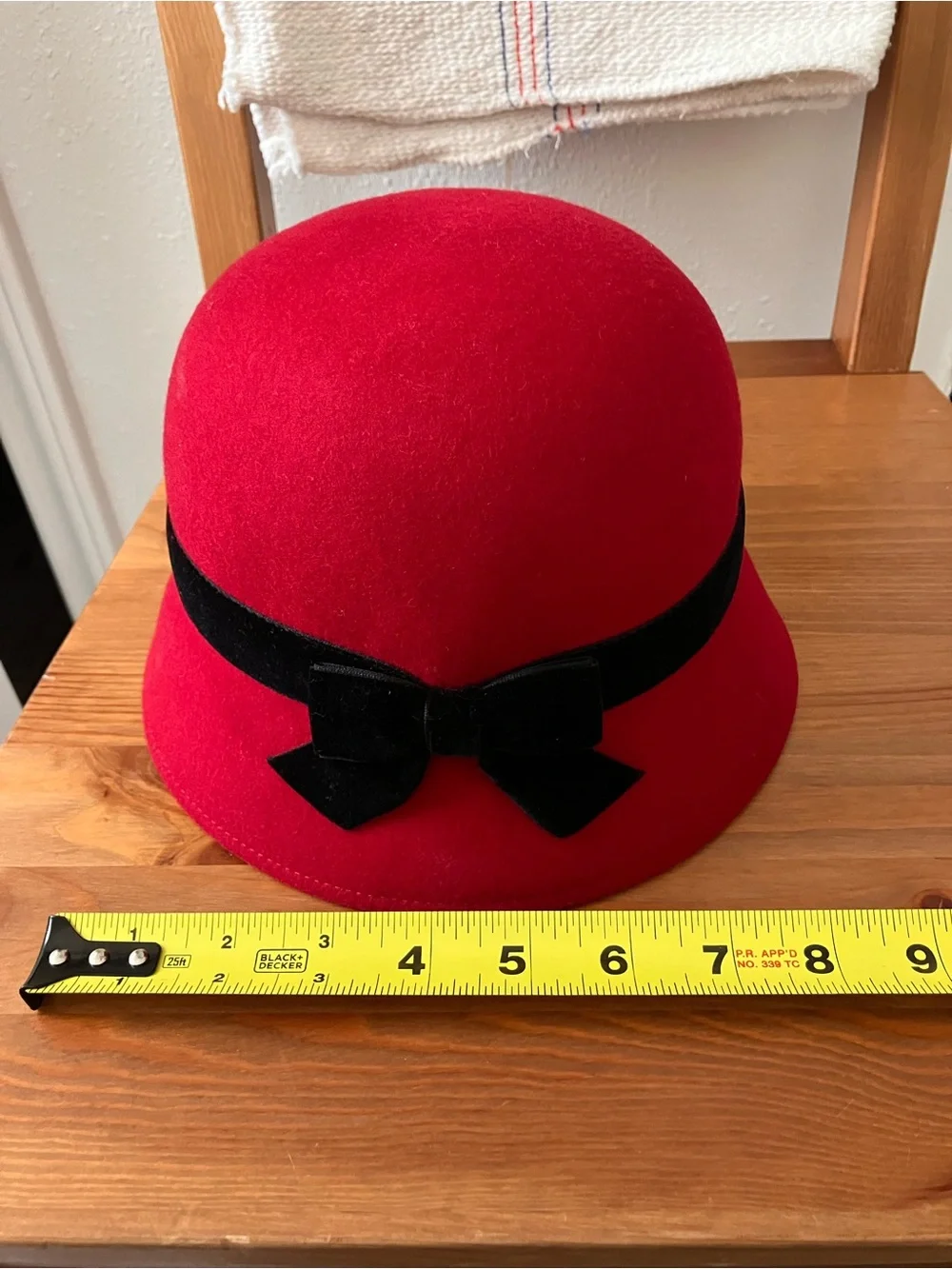 Gymboree Red Cloche Hat with Black Velvet Bow